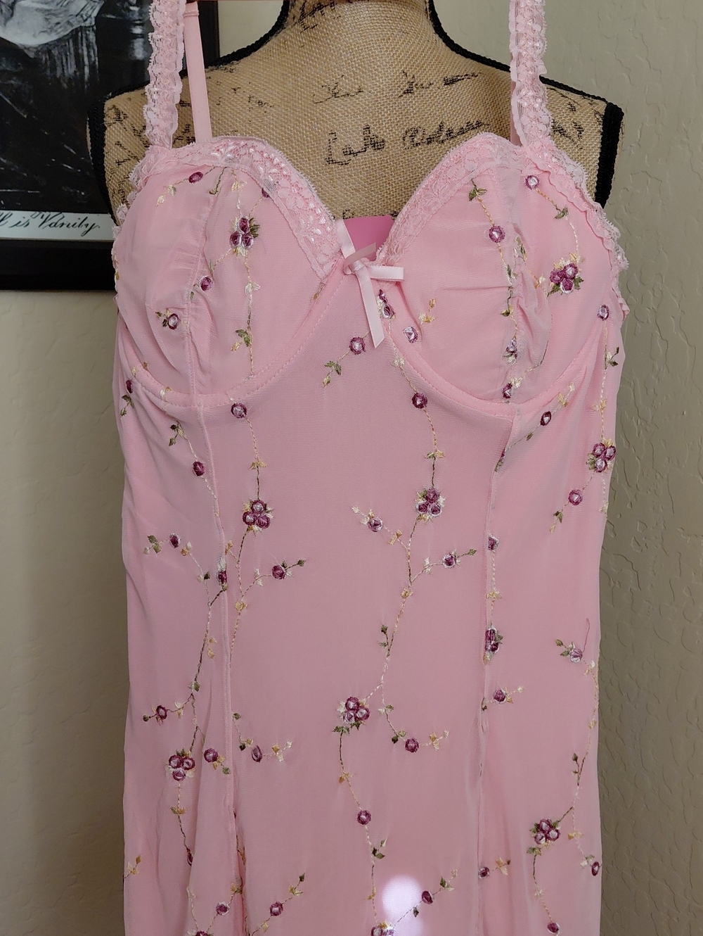 SUGAR THRILLZ XXL Pink Floral Embroidered Womens DRESS